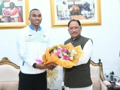 मुख्यमंत्री श्री विष्णु देव साय से एशियन गेम्स के कांस्य पदक विजेता एथलीट अनिमेष कुजूर ने की सौजन्य मुलाकात